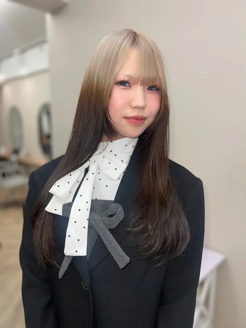 ミディアム カラー ヘアカラー 岡山ハイトーン・ ルーツカラー/こもものヘアスタイル