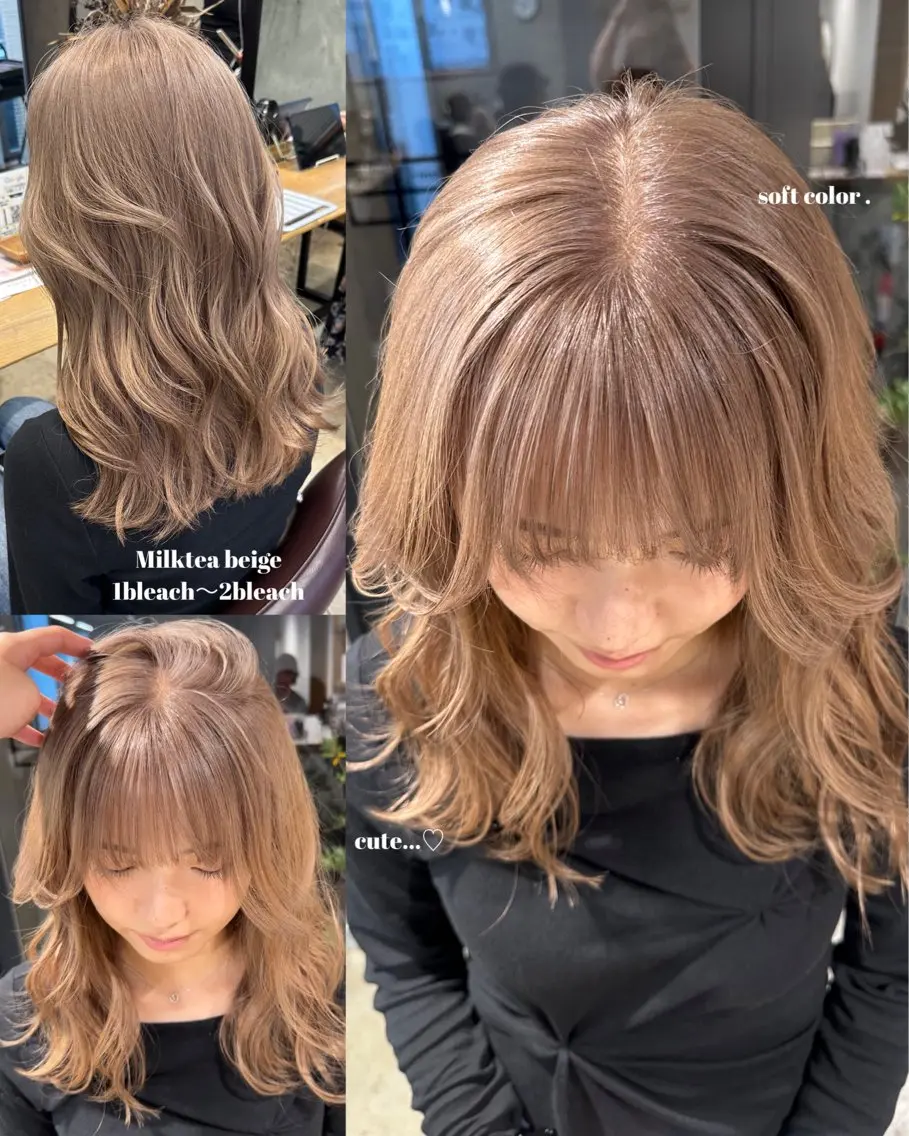 ミディアム カット ヘアカラー ︎🤎W color MIYU‎🤎のヘアスタイル
