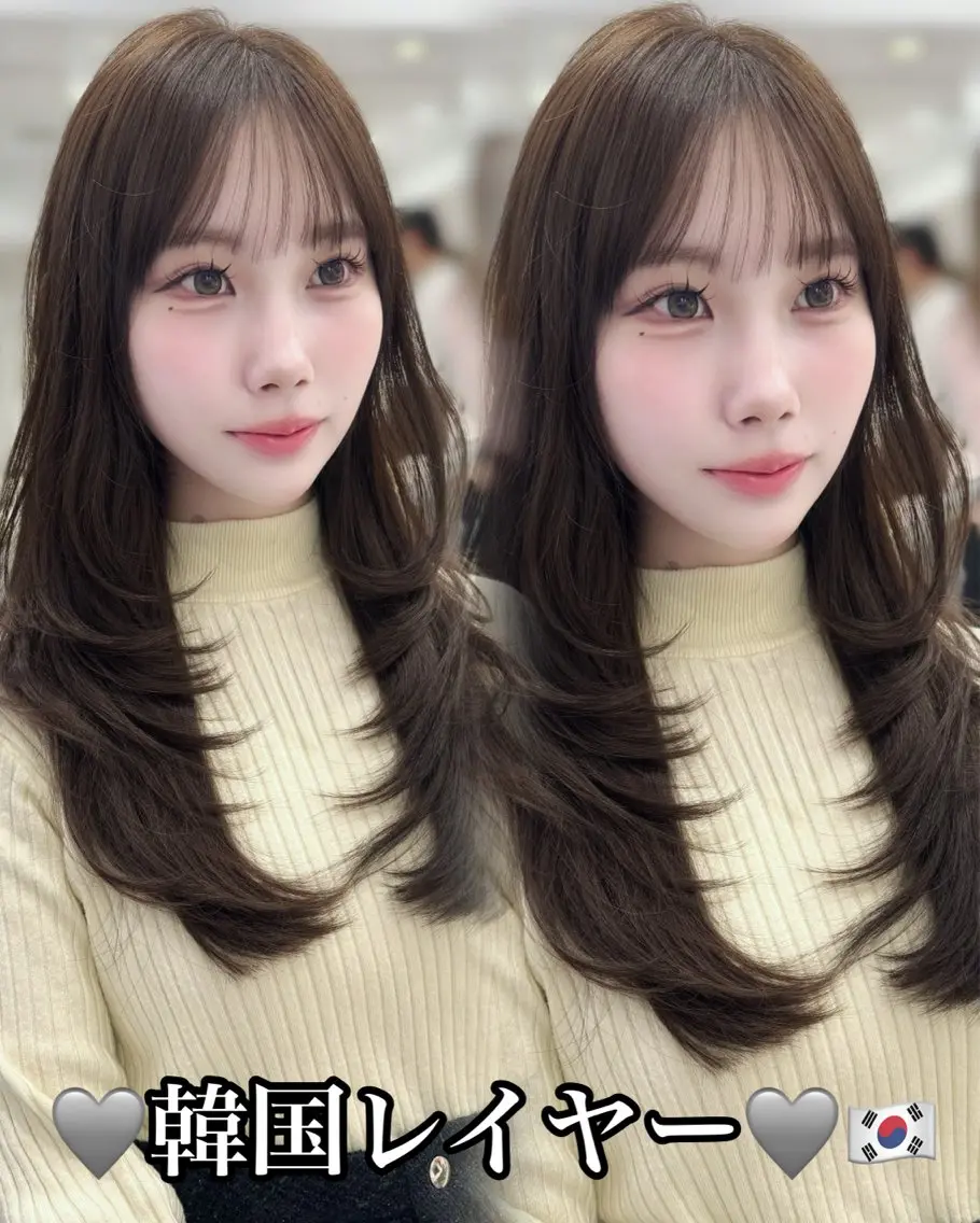ロング カラー カット ヘアカラー トリートメント 韓国ヘア/レイヤー カット/✨髪質改善のヘアスタイル