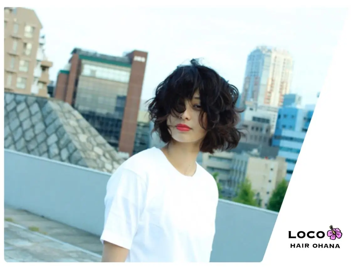 ミディアム パーマ 榎本 稔久のヘアスタイル