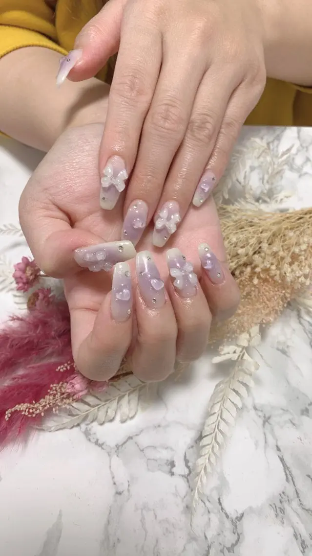 ネイル ハンドネイル はな💎ネイル ワンホン、長さ出しのネイルデザイン