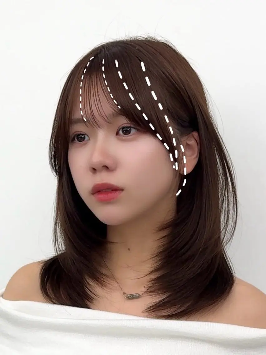 ミディアム カラー ヘアアレンジ カット ヘアカラー トリートメント 顔周り&ミディアム 特化/池袋/kokiのヘアスタイル
