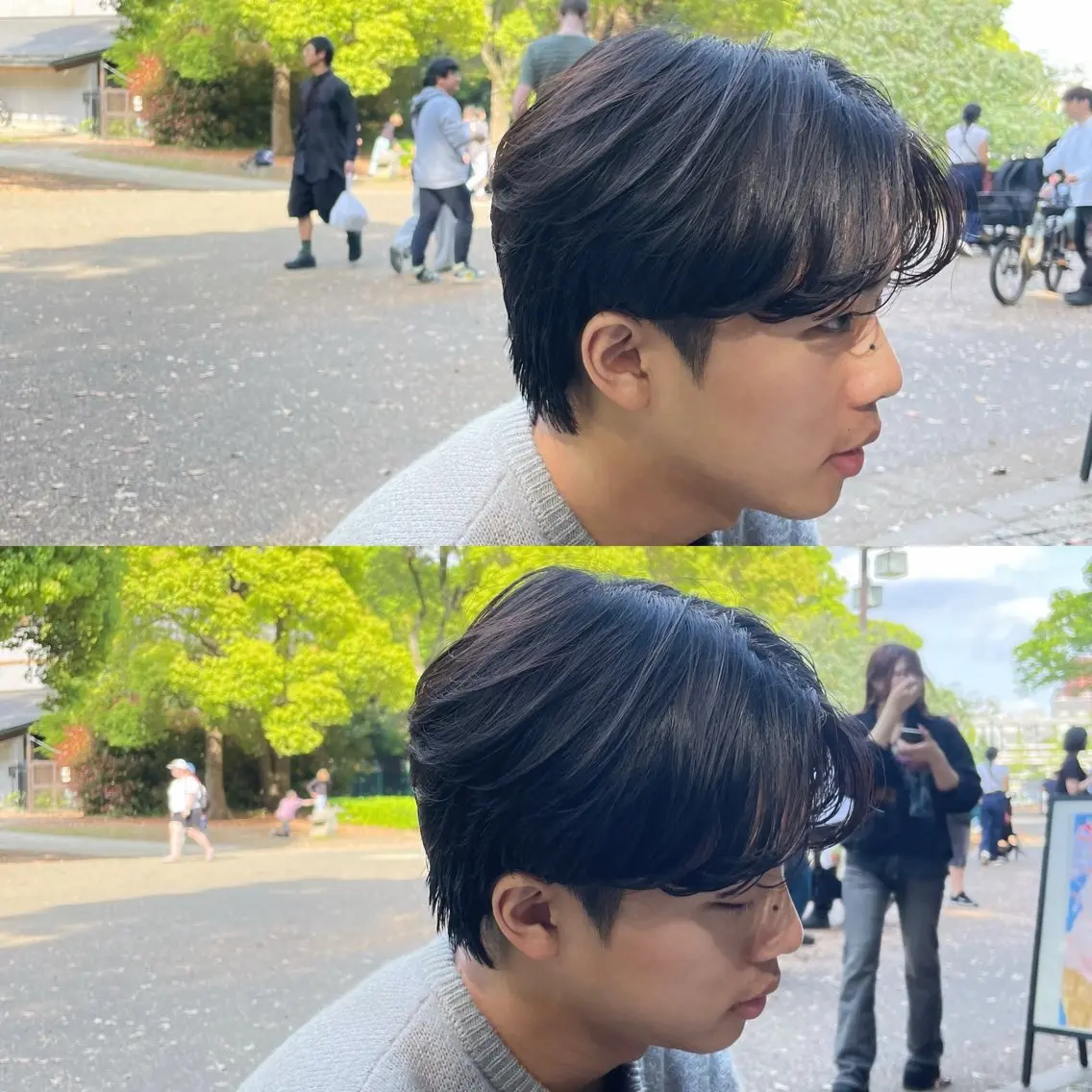 ショート カラー パーマ メンズ センターパート 刈り上げ ブリ—チ🎨パ—マ 🌿表参道ちえ🌿のヘアスタイル