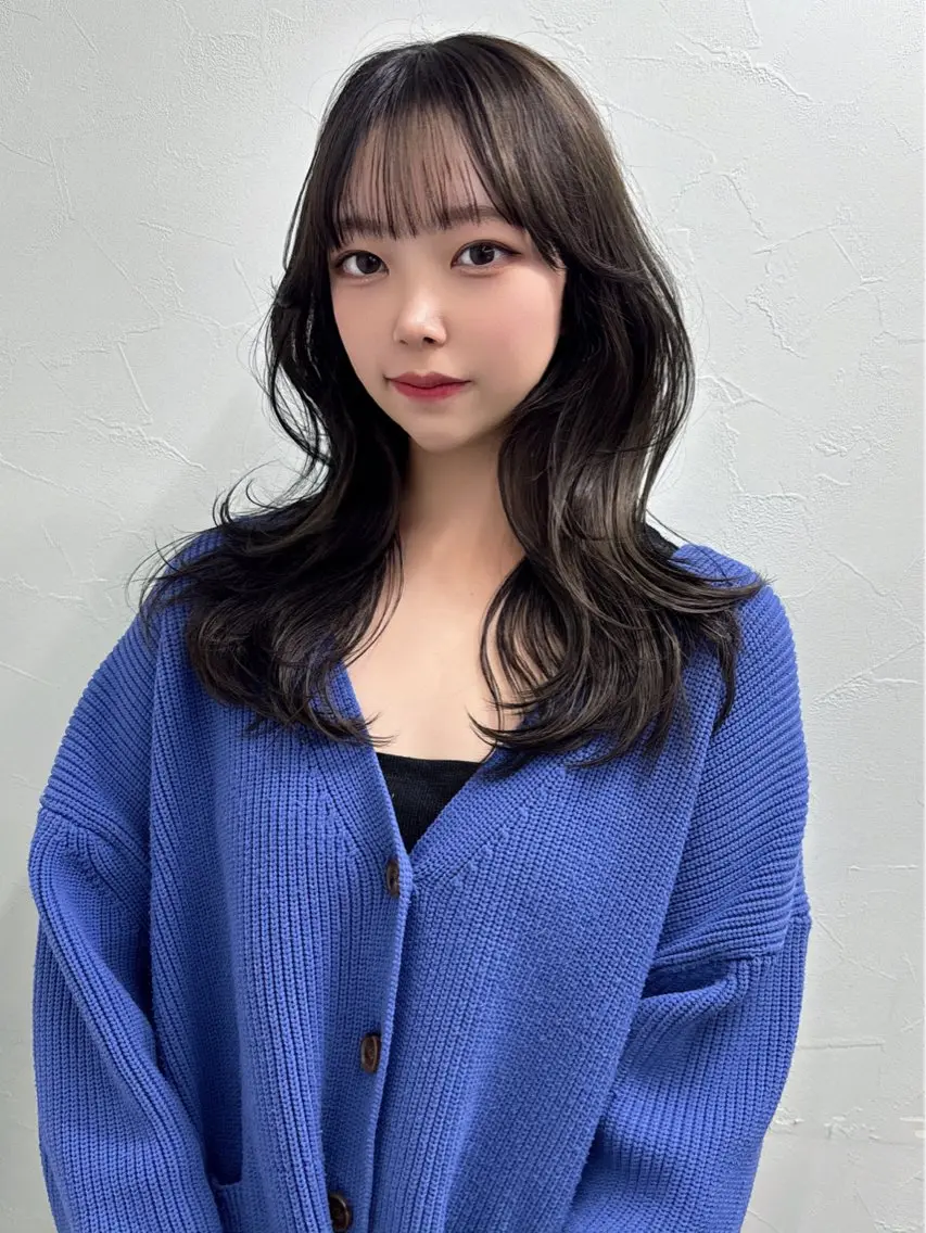 セミロング カラー 顔周りカット レイヤーカット ワンホンヘア カット ヘアカラー トリートメント 盛れる顔周りカット ♥️韓国ヘア"ちぇるのヘアスタイル