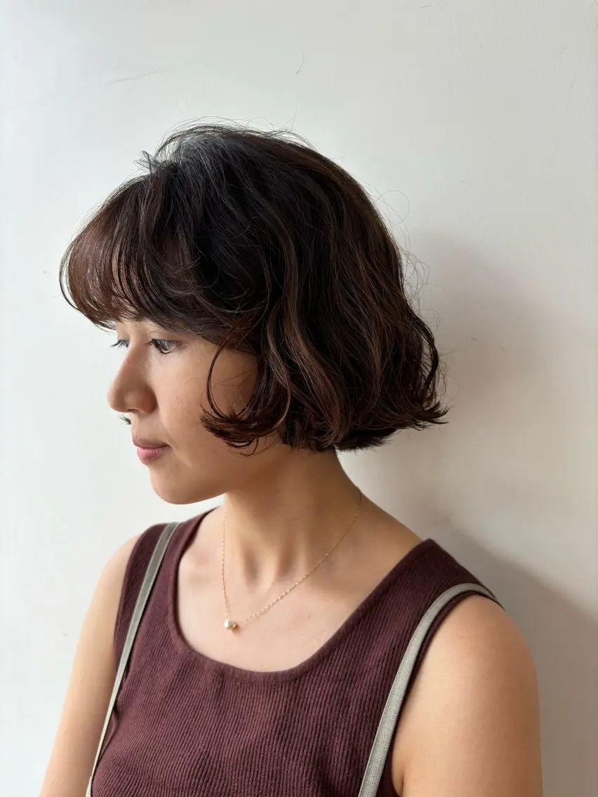 パーマ ボブ ニュアンスパーマ ボブ/ミディアム 親しみやすさ/さくらのヘアスタイル