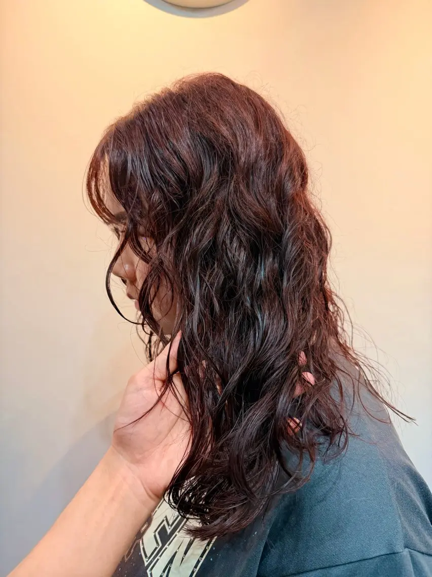 ミディアム カラー パーマ ミディアムパーマ ブラウンカラー カット ヘアカラー パーマ トリートメント くせ毛・パーマ◎ ミズノアサミのヘアスタイル