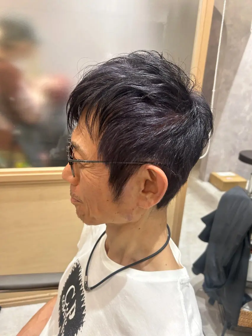 ショート メンズ ケアカラー 髪質改善 カット ヘアカラー トリートメント ヘッドスパ 久木原 ゆりのヘアスタイル