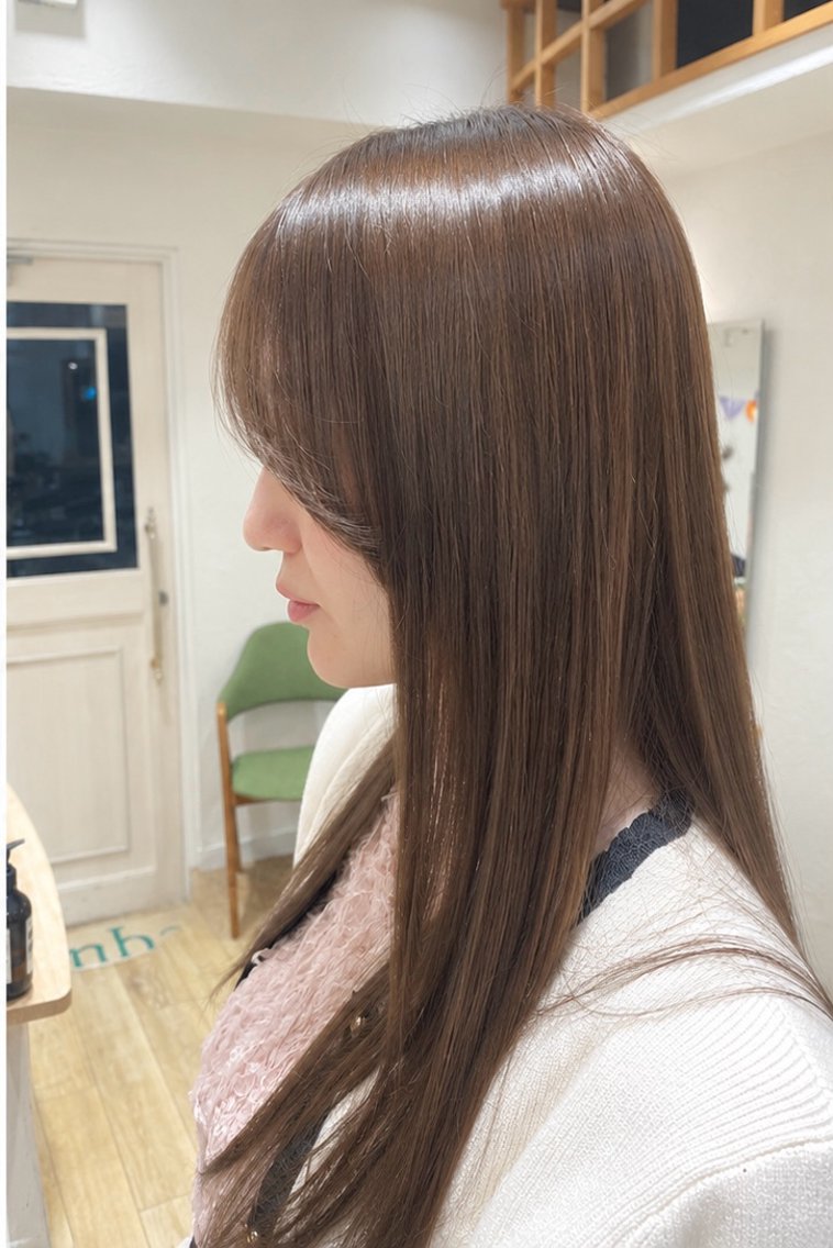 ロング カラー 顔周りカット ヘアカラー NANAMI 麻布十番のヘアスタイル