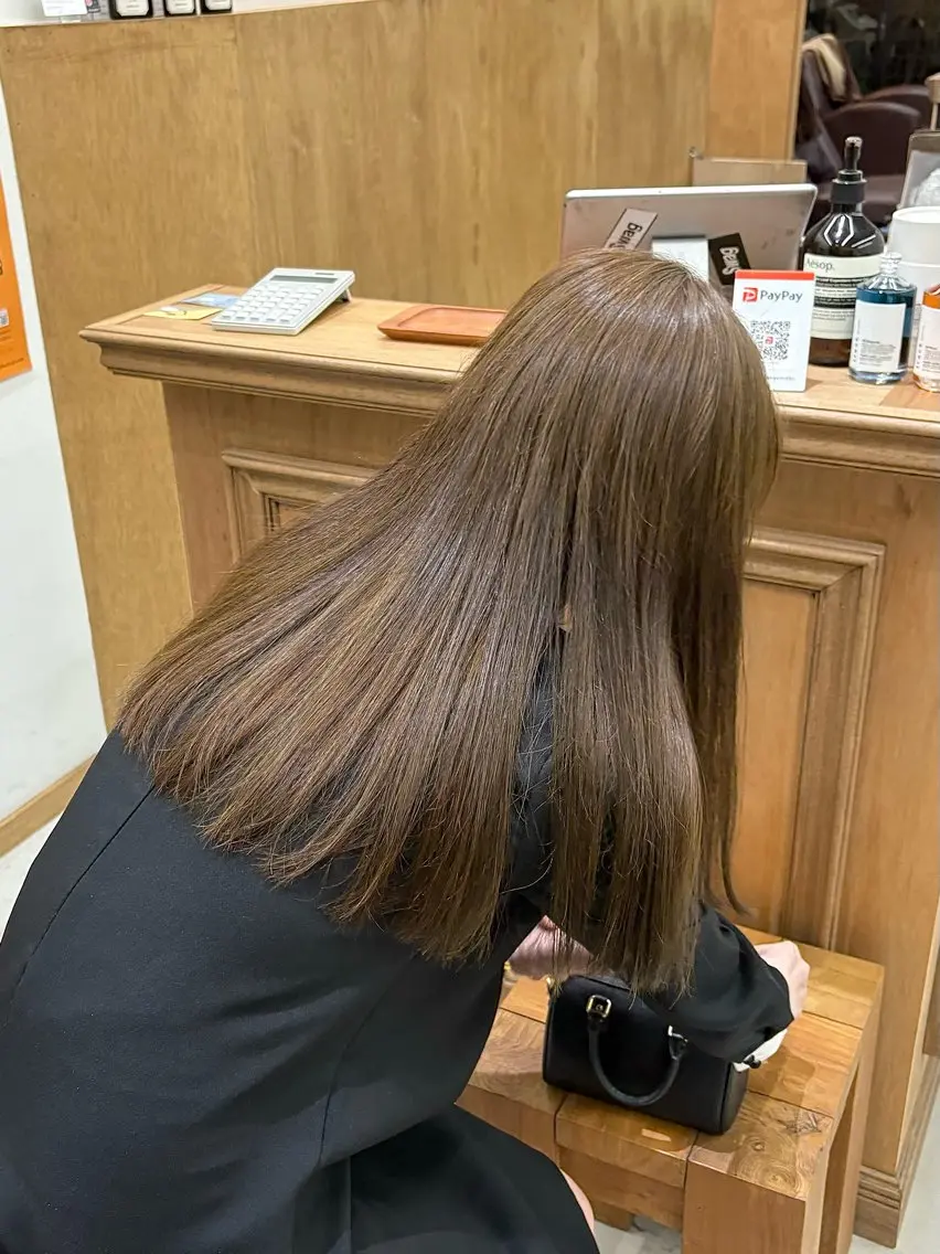 セミロング カラー ヘアアレンジ ベージュカラー ブリーチ ブリーチなしカラー ハル🌸柔色/ ブリーチなし/艶髪のヘアスタイル
