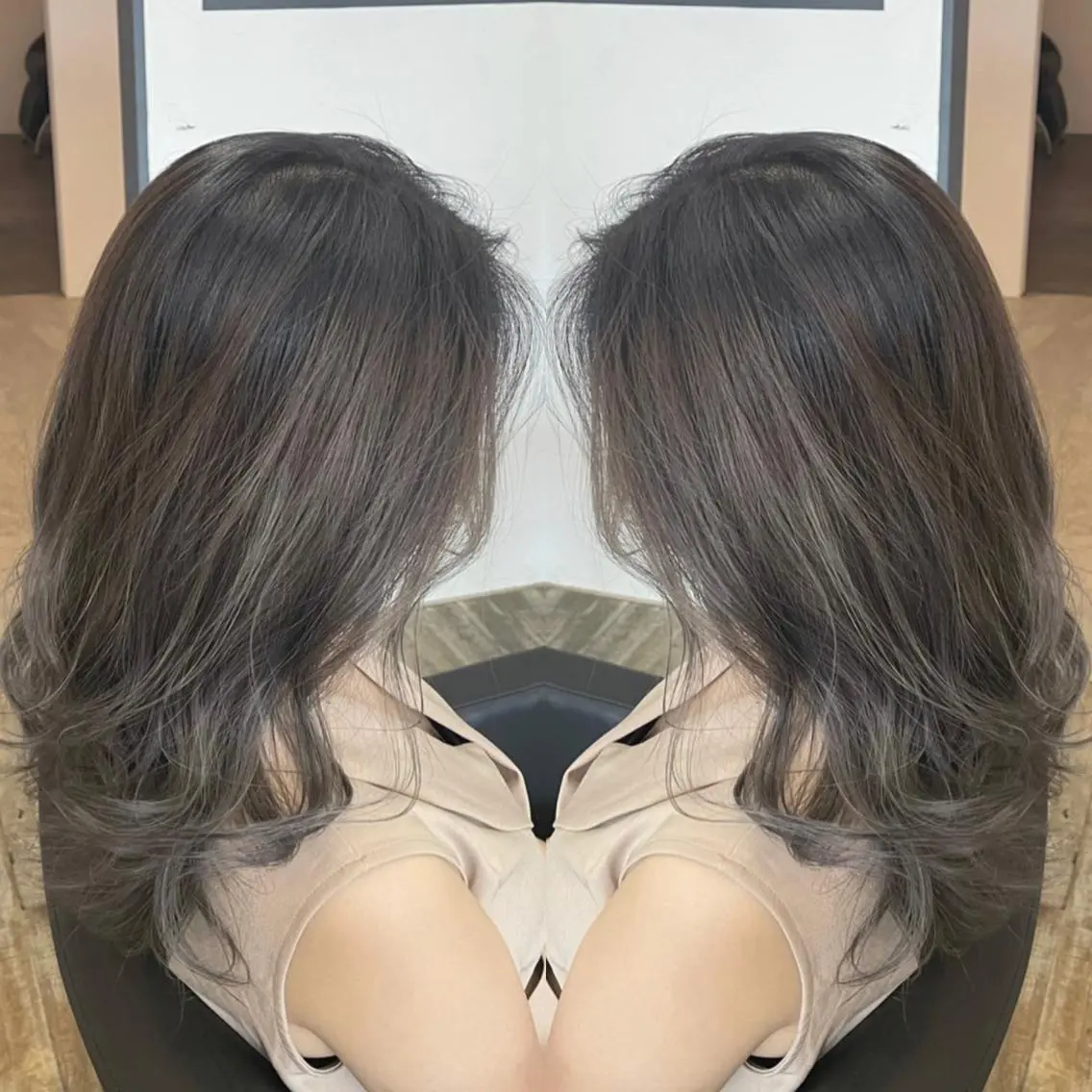 セミロング カラー バレイヤージュ グレージュ レイヤーカット カット ヘアカラー ギャルの革命児 秀斗のヘアスタイル