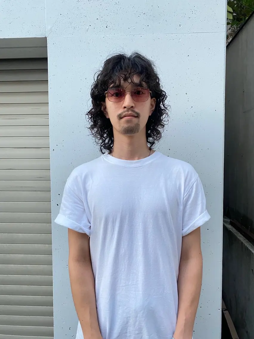 ミディアム パーマ メンズ カット パーマ パーマ、髪質改善 カズマのヘアスタイル