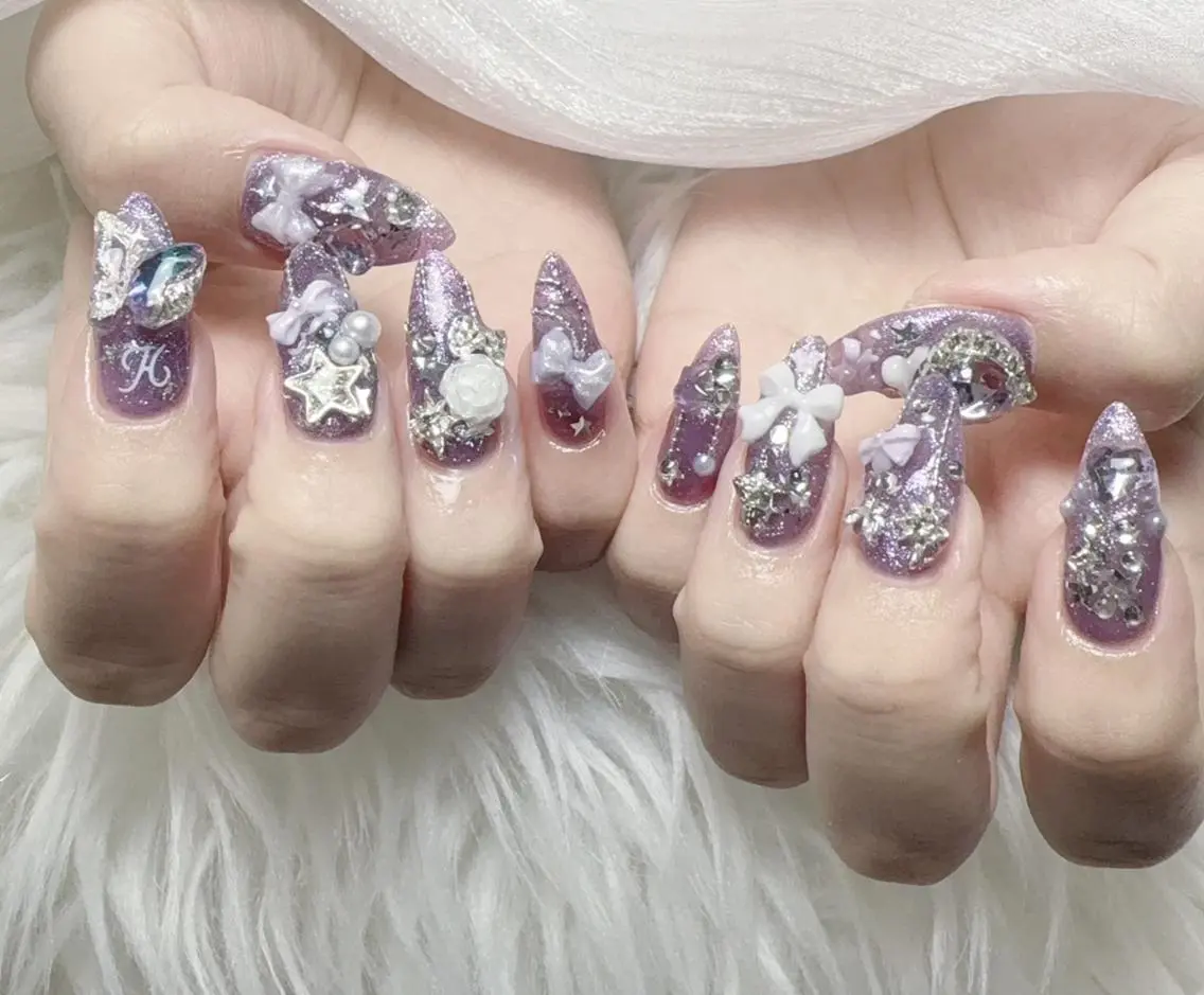 ネイル 成人式 ジェルネイル マグネットネイル 大理石ネイル(マーブル) 持ち込み ハンドネイル k.bi nailsalonのネイルデザイン