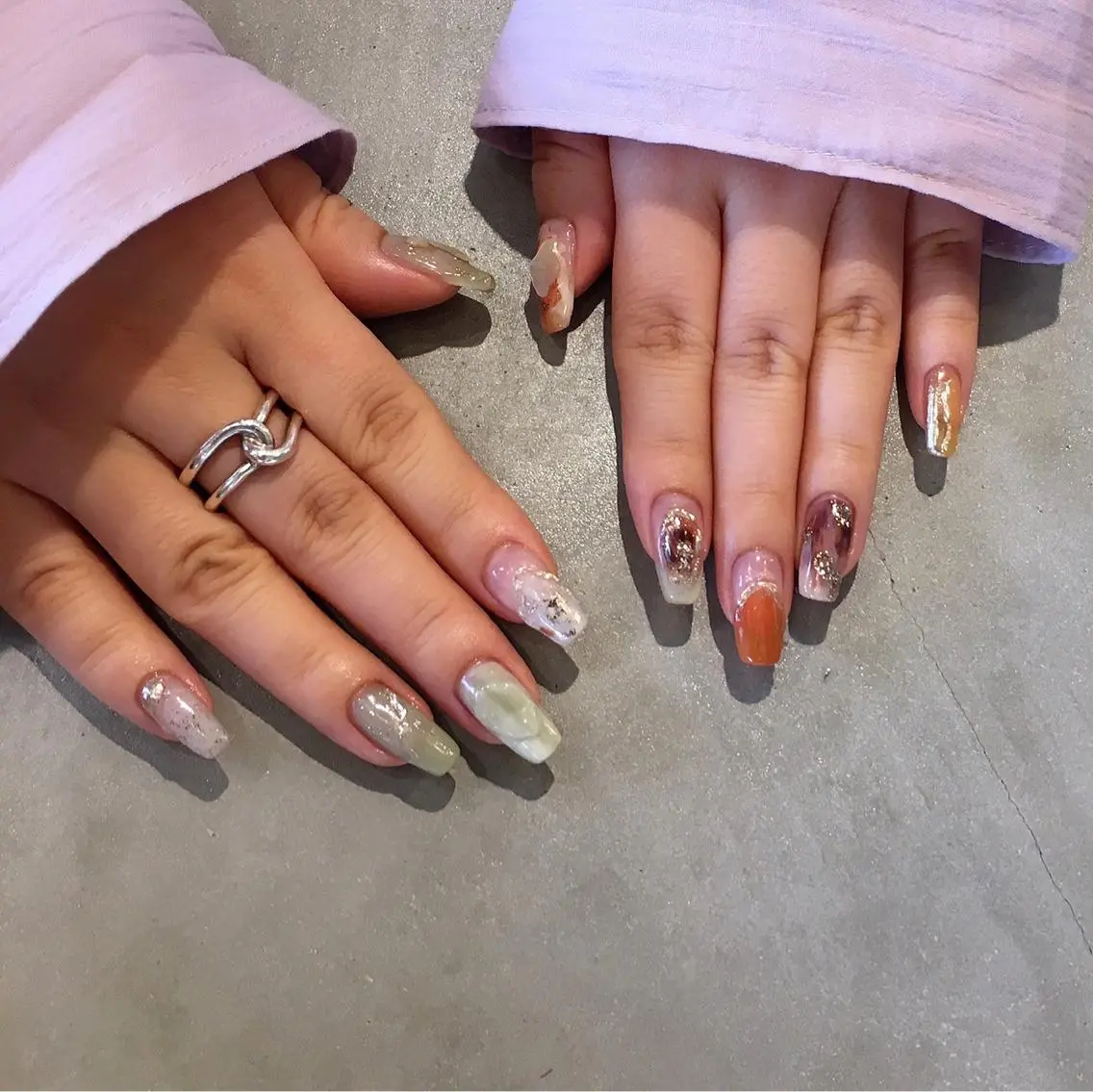 ネイル アートネイル 長さ出し ジェルネイル マットネイル ミラーネイル ハンドネイル nail salon Soeurのネイルデザイン