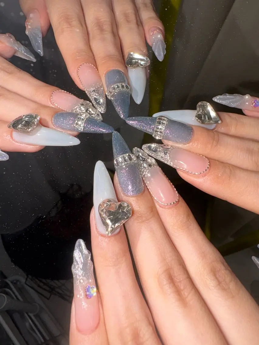 ネイル ロングネイル ハンドネイル 33nail✴️栄 スミレ❇️Gel-xのネイルデザイン