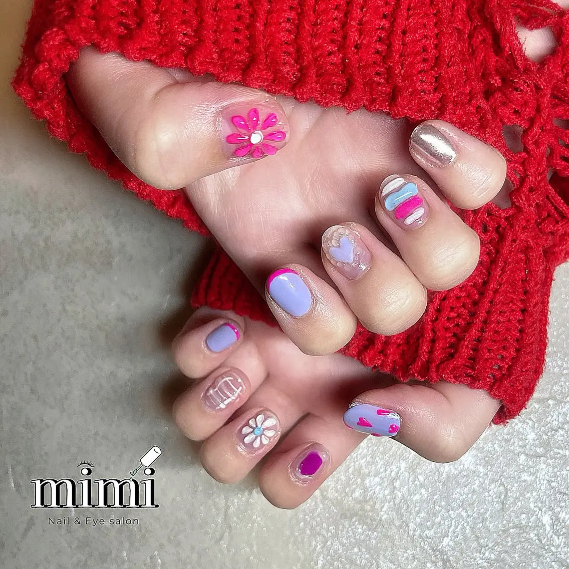 ネイル オーロラネイル チークネイル 長さ出し フラッシュネイル フットネイル Ruru nailのネイルデザイン