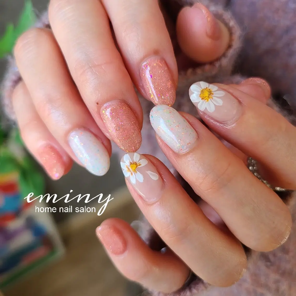 ネイル フラッシュネイル フラワーネイル ジェルネイル 韓国ネイル オフィスネイル ハンドネイル nail salon  eminyのネイルデザイン