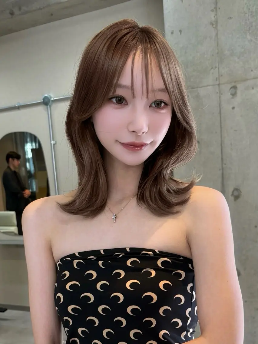 ロング カラー ベージュカラー ブリーチ ダブルカラー モカベージュ ブリーチなしカラー ヘアカラー 🩵福岡ブリーチなし レイヤー/紫音🩵のヘアスタイル