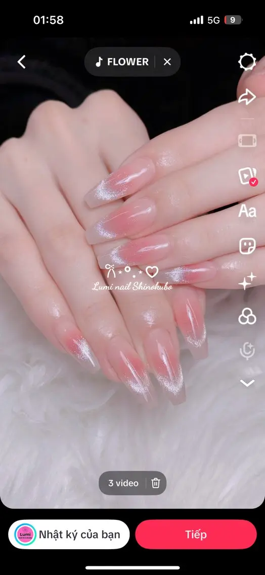 ネイル オーロラネイル チークネイル 長さ出し フレンチネイル 韓国ネイル Lumi Shinokuboのネイルデザイン