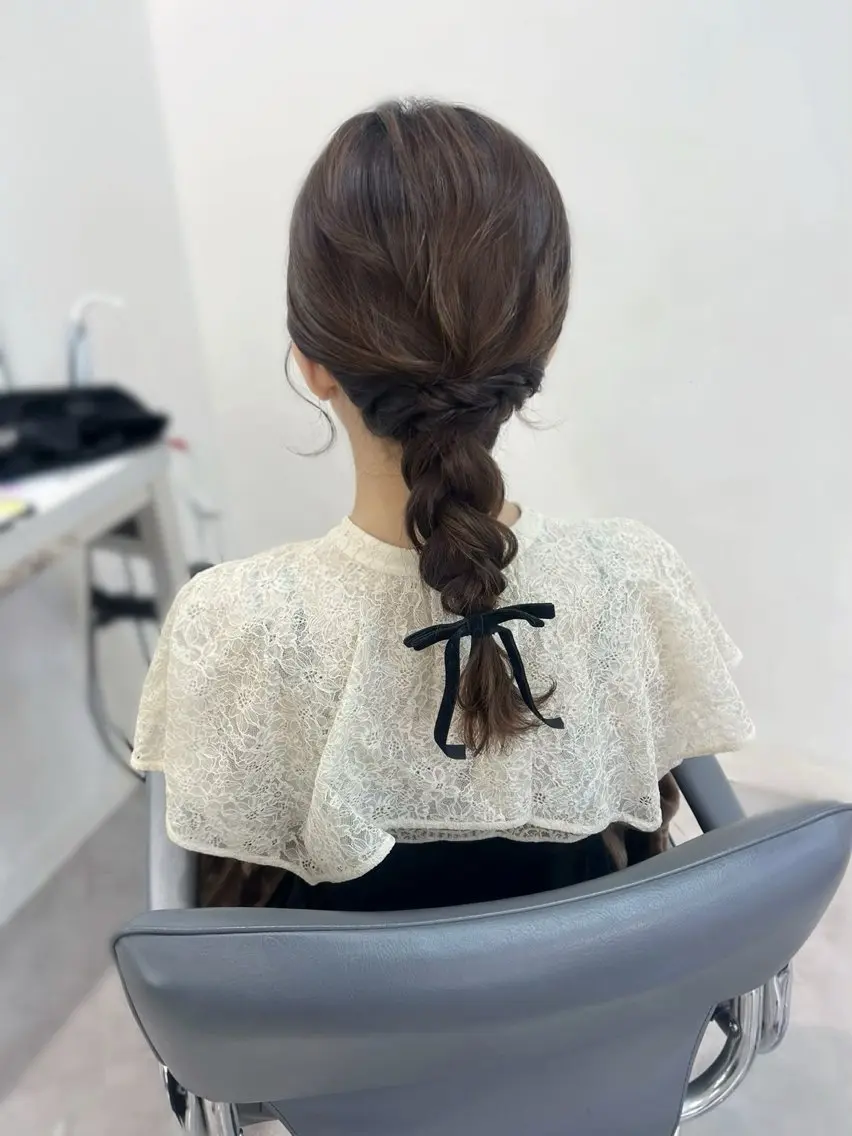 ロング ヘアアレンジ ヘアセット 無料カットモデル💞 ピンク💞みどりのヘアスタイル