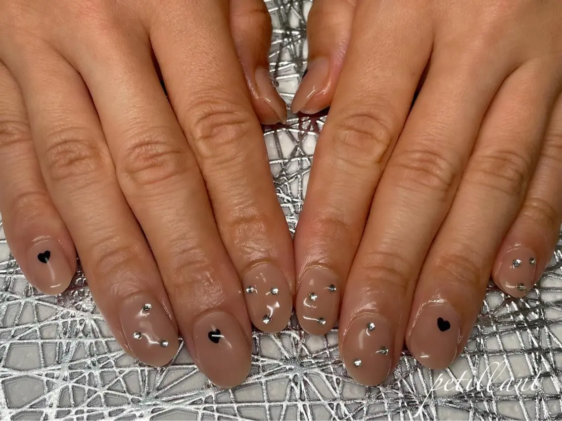 ネイル アートネイル ハート シンプルネイル nail salon petillantのネイルデザイン