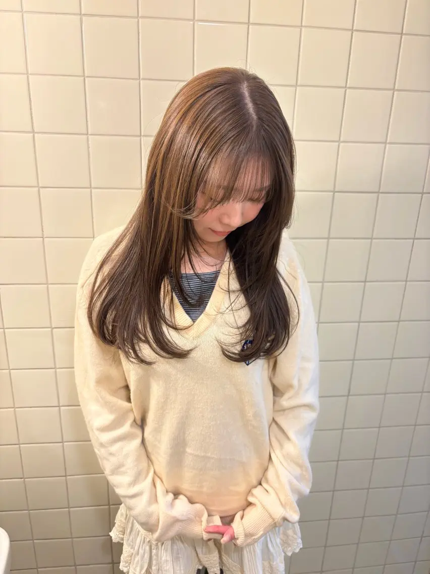 ロング カラー ヘアカラー トリートメント 縮毛矯正ボブ&顔まわ レイヤー♡TOMOEのヘアスタイル