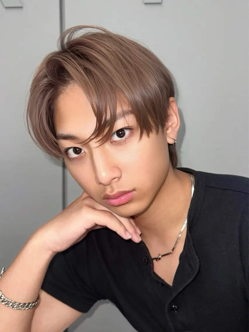 カラー メンズ センターパート ダウンパーマ カルマパーマ メンズ韓国風 マッシュ ヘアカラー トリートメント Ayuki /福岡/メンズカットのヘアスタイル
