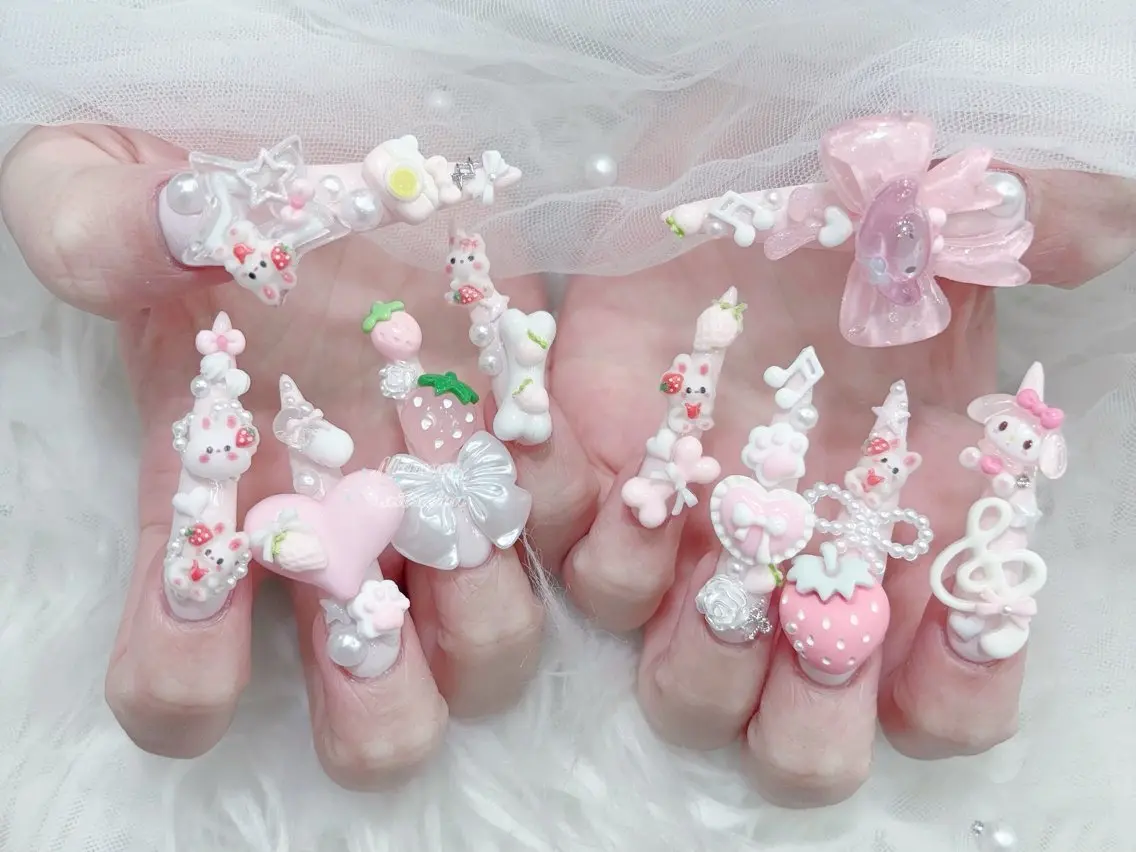 ネイル 成人式 マグネットネイル 大理石ネイル(マーブル) リボン 夏ネイル ハンドネイル MoMoA Nail ネイル長さ出し専門店のネイルデザイン