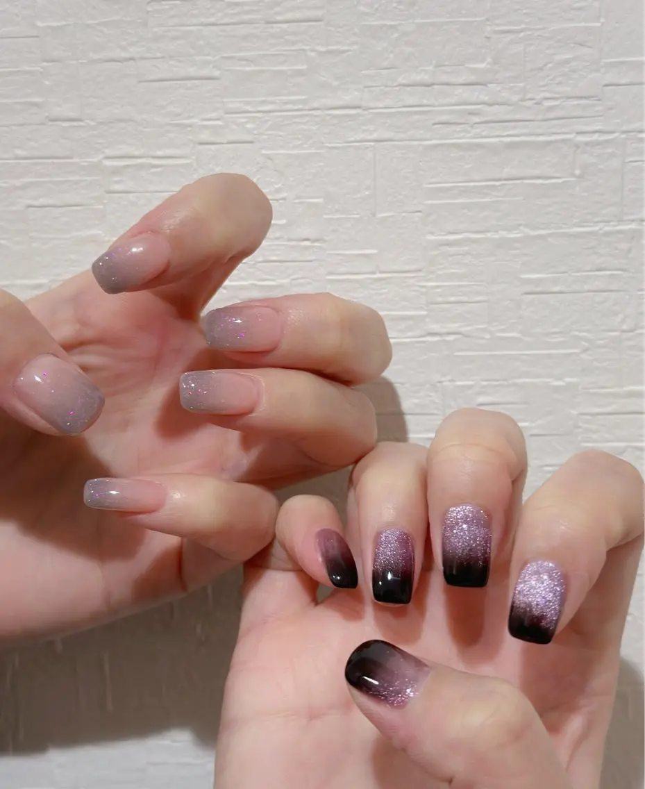 ネイル オーロラネイル 長さ出し フットネイル 韓国ネイル ラメ(グリッター) ハンドネイル 👍thumbs up nail👍のネイルデザイン