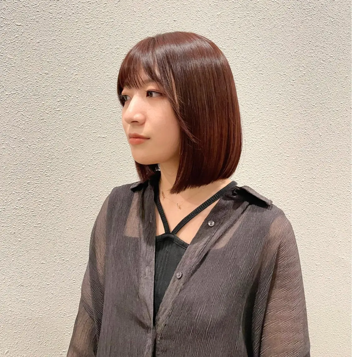 ミディアム カット 縮毛矯正 トリートメント 💖ボブ/縮毛矯正 顔周りレイヤー/ユイのヘアスタイル