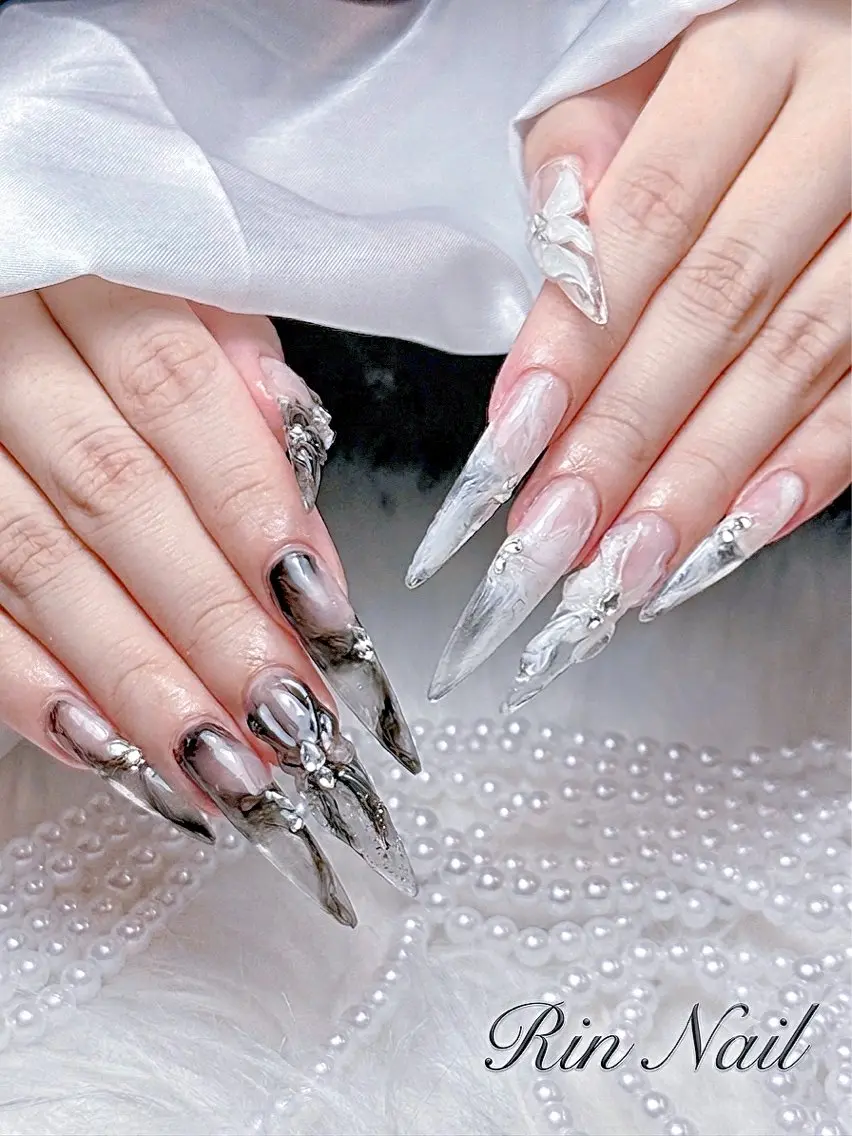 ネイル クリアネイル ドット フットネイル ジェルネイル グリーン ハンドネイル Rin Nail 新大久保店のネイルデザイン