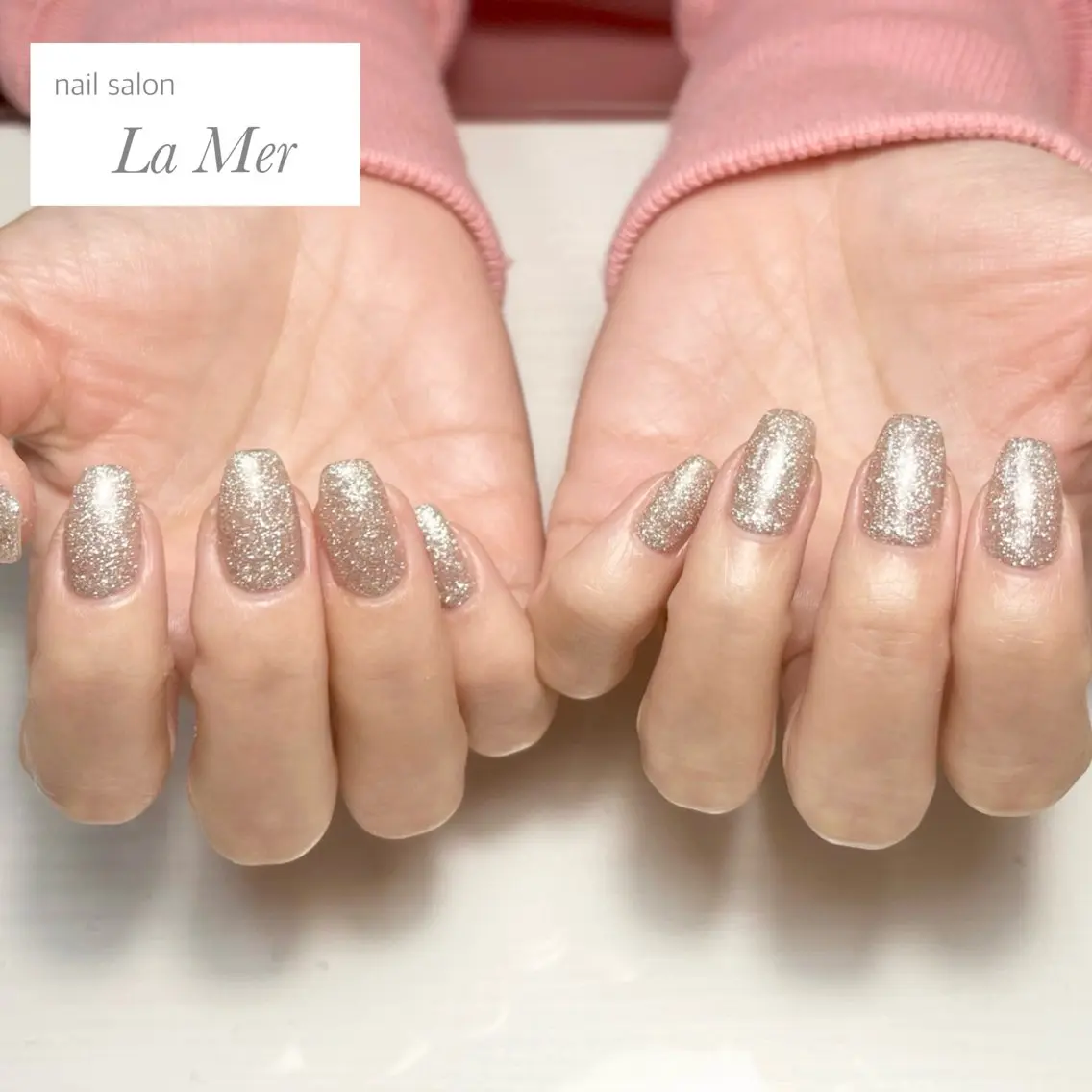 ネイル フラッシュネイル ジェルネイル キラキラネイル ラメ(グリッター) ワンカラーネイル ハンドネイル nailsalon La Merのネイルデザイン