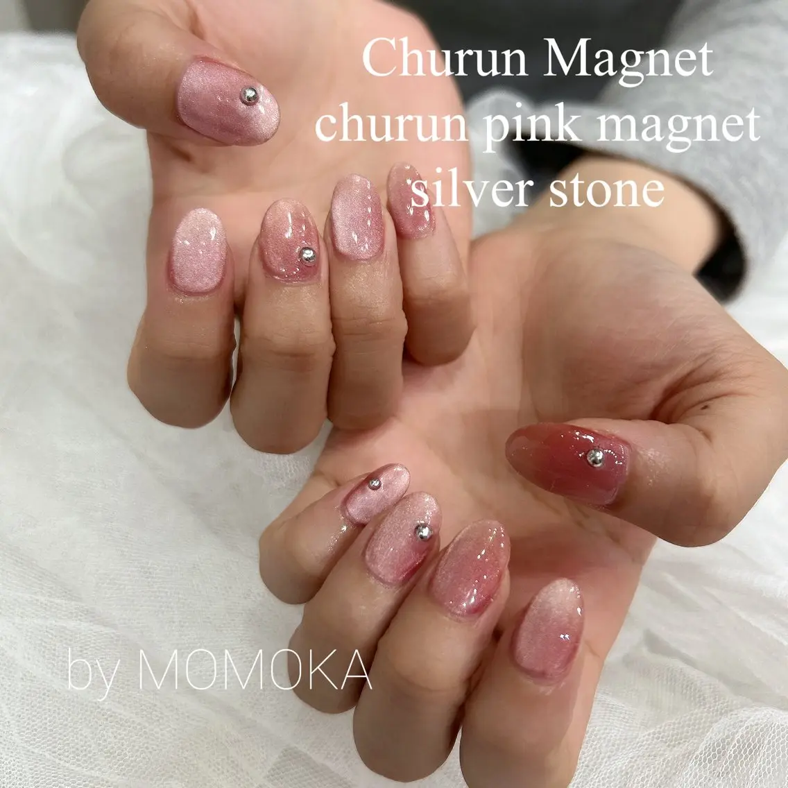 ネイル マグネットネイル ピンク Momo nailsalonのネイルデザイン