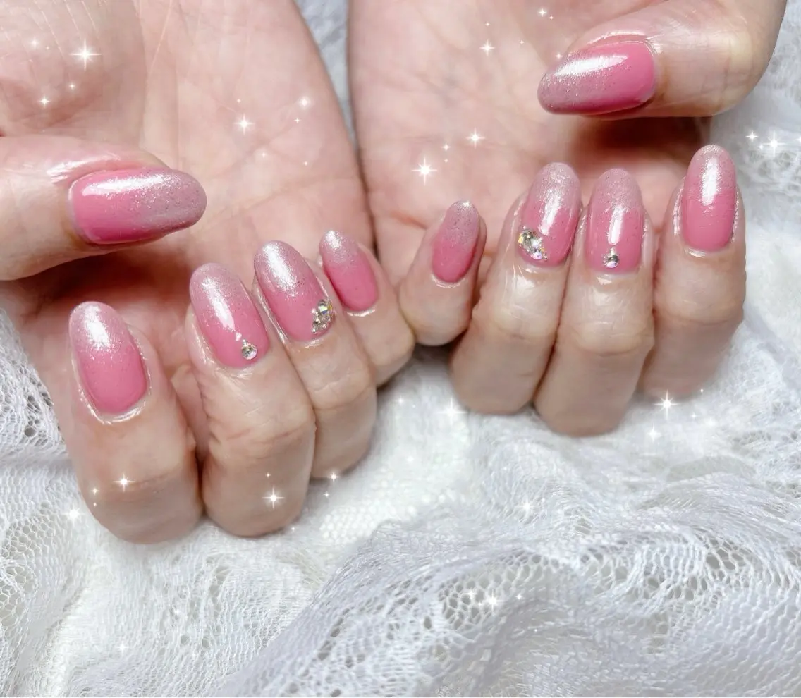 ネイル グラデーション ピンク 春ネイル ハンドネイル FLARE NAIL フレアネイルのネイルデザイン