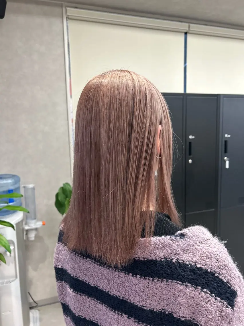 カラー ベージュカラー ブリーチ ミルクティーベージュ ピンクカラー ヘアカラー トリートメント 筑紫野美容師 すずのヘアスタイル