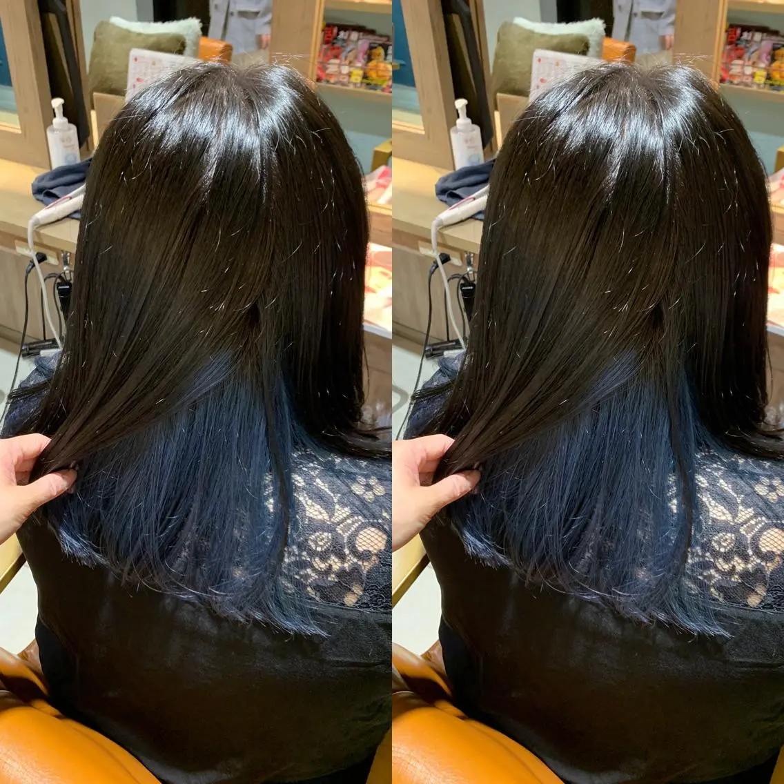 ミディアム カラー アクアカラー アッシュ ブルーカラー 韓国🇰🇷 ✂︎hair 内田愛のヘアスタイル