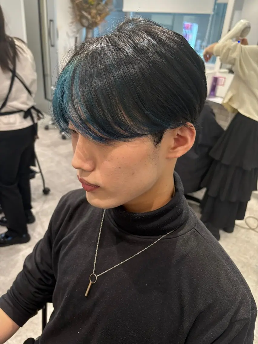 ショート カラー メンズ ブルーカラー 似合わせカット 京都美容師 塩のヘアスタイル