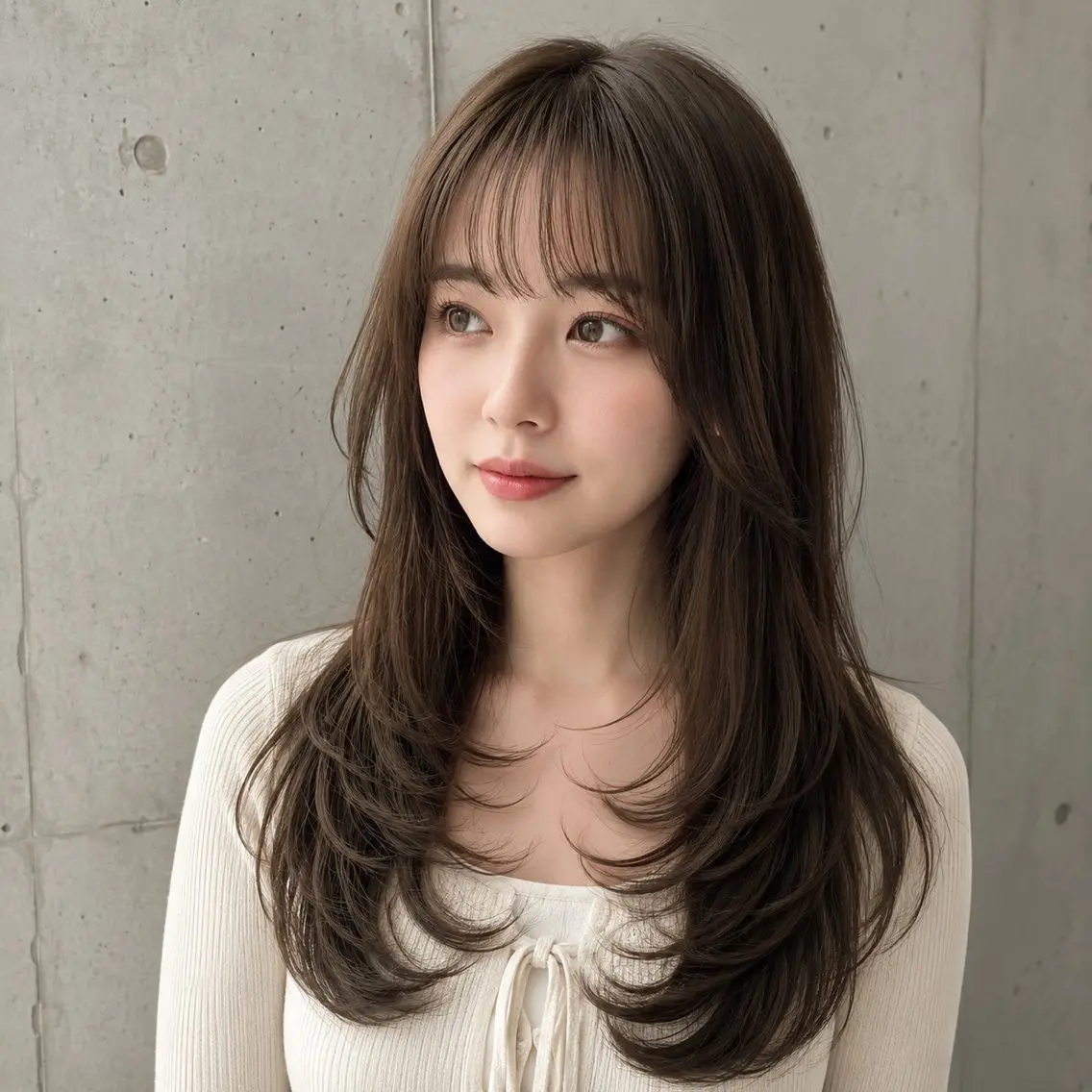 ロング カラー カット ヘアカラー トリートメント 盛れる顔まわりカット 髪質改善/渋谷/れんのヘアスタイル