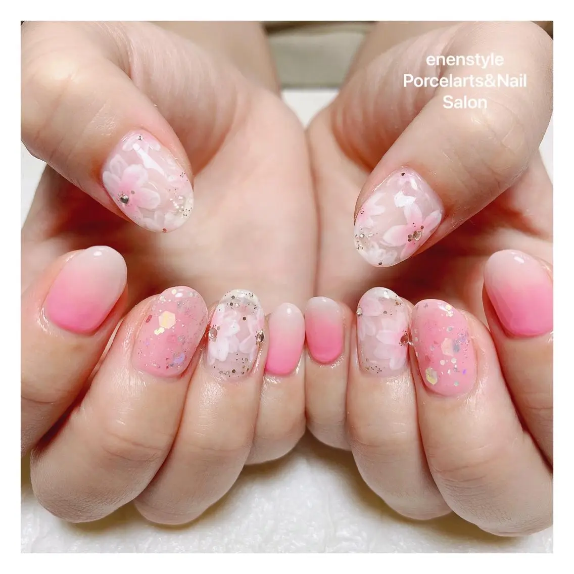 ミディアム ネイル ハンドネイル 🐾enen style 🐾のネイルデザイン
