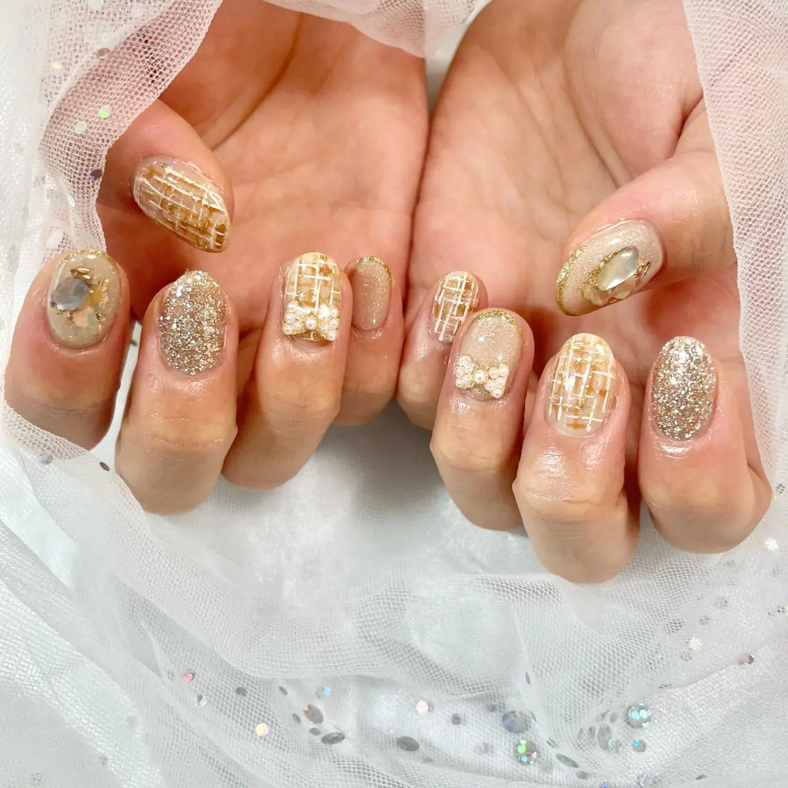 ネイル ツイードネイル 🎀AYAKO 🎀中韓ネイルのネイルデザイン