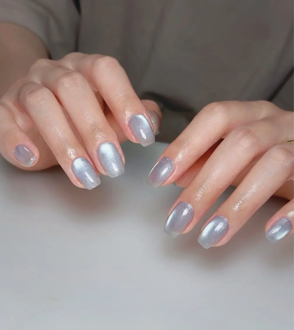 ネイル オーロラネイル 長さ出し フットネイル 韓国ネイル ラメ(グリッター) 👍thumbs up nail👍のネイルデザイン