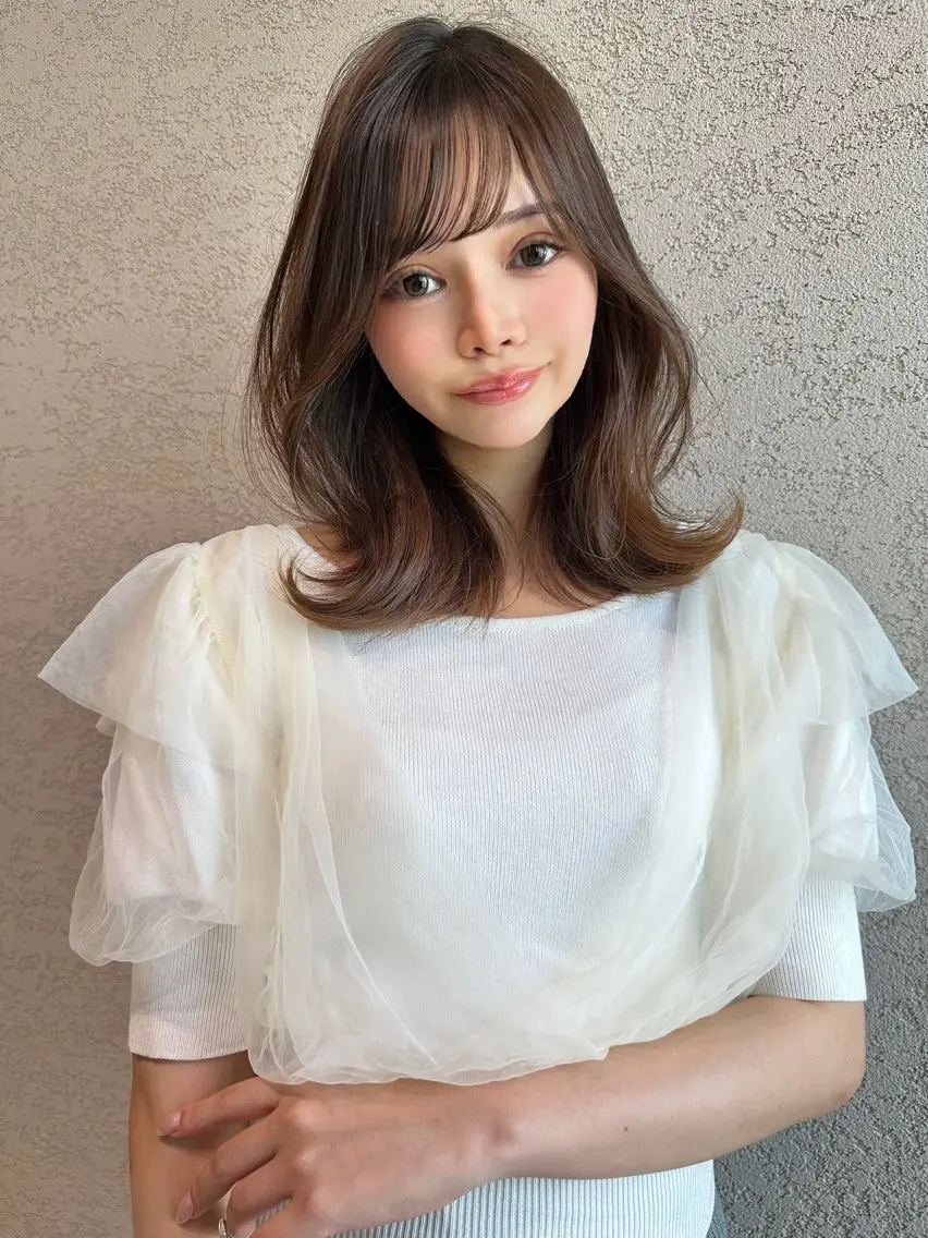 ミディアム カラー カット ヘアカラー トリートメント ❤️縮毛矯正❤️ 髪質改善❤️平野実花のヘアスタイル
