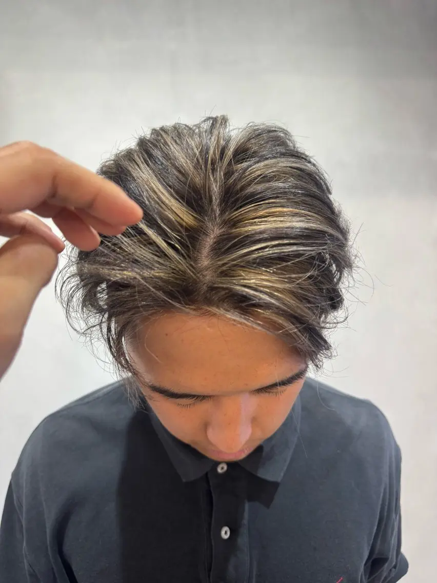 カラー メンズ メンズハイライト ハイライトカラー ハイトーン/メンズ パーマ👾ますのヘアスタイル