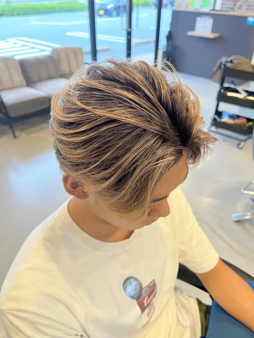 ミディアム カラー パーマ ヘアアレンジ メンズ Re.Rize加古川 メンズカラー特化のヘアスタイル