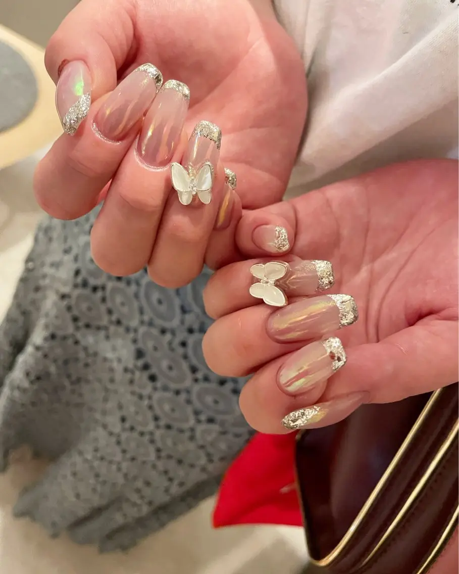 ネイル フレンチネイル ガラスフレンチ ミラーネイル yuumi Daiki Nailのネイルデザイン