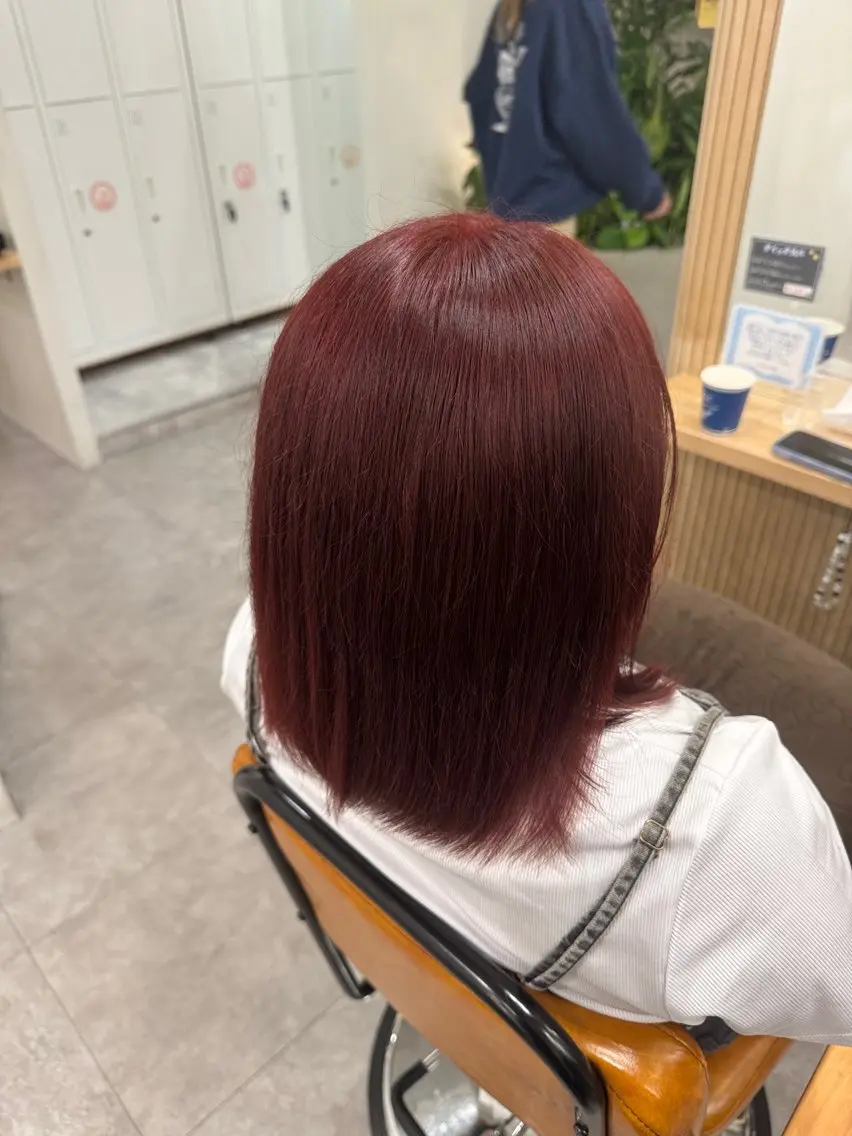 ミディアム カラー ブリーチ ブリーチなしカラー レッドカラー ヘアカラー SHIAN/ こはる★のヘアスタイル