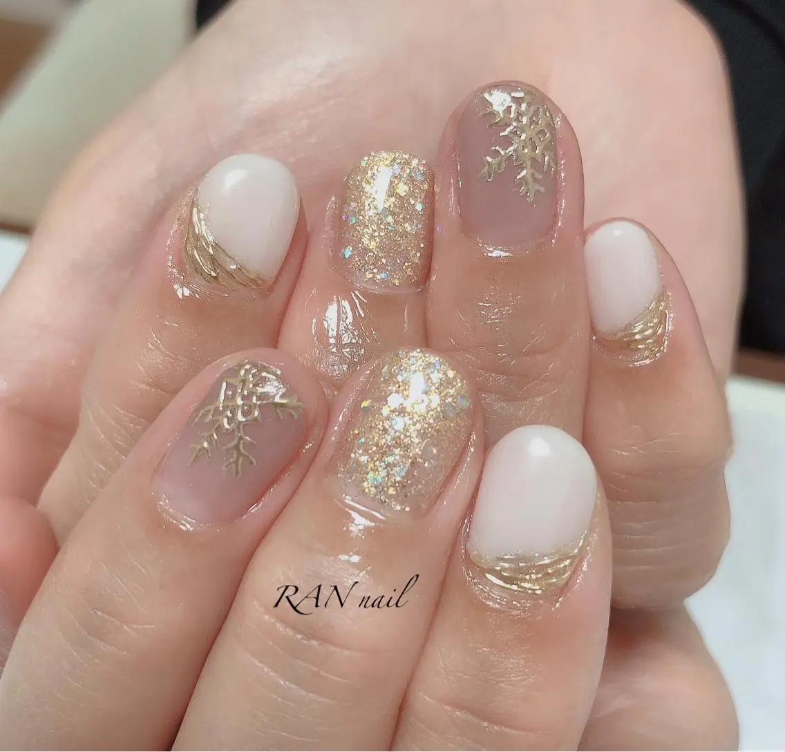 ネイル キラキラネイル オフィスネイル 冬ネイル ハンドネイル フットネイル RAN nailのネイルデザイン
