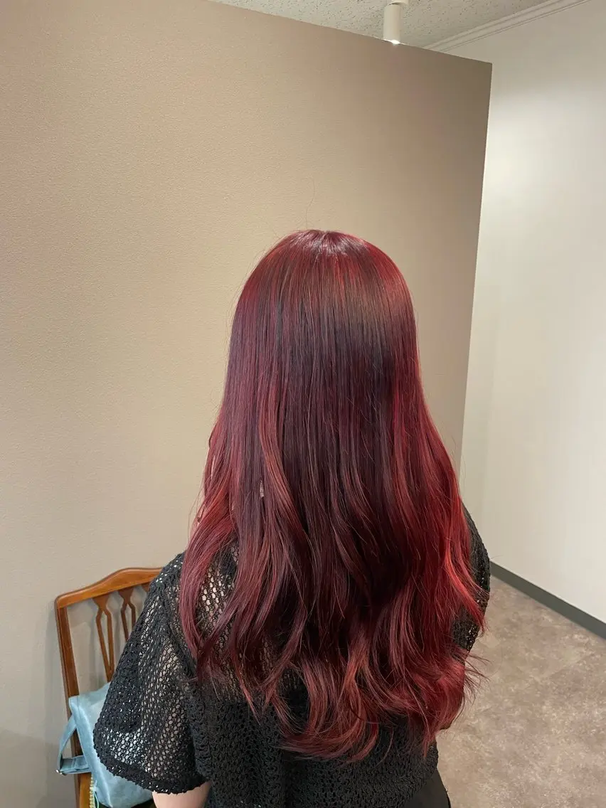 ロング カラー ブリーチ ピンクカラー レッドカラー ヘアカラー ❄️透明感カラー/ 髪質改善❄️WAOのヘアスタイル