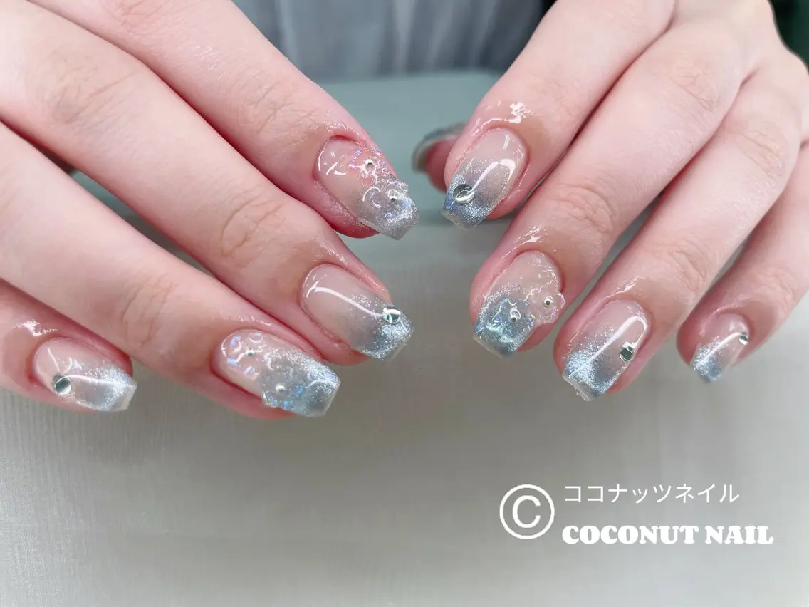 ネイル べっ甲ネイル フレンチネイル キラキラネイル マグネットネイル 大理石ネイル(マーブル) ハンドネイル 神田 ココナッツのネイルデザイン