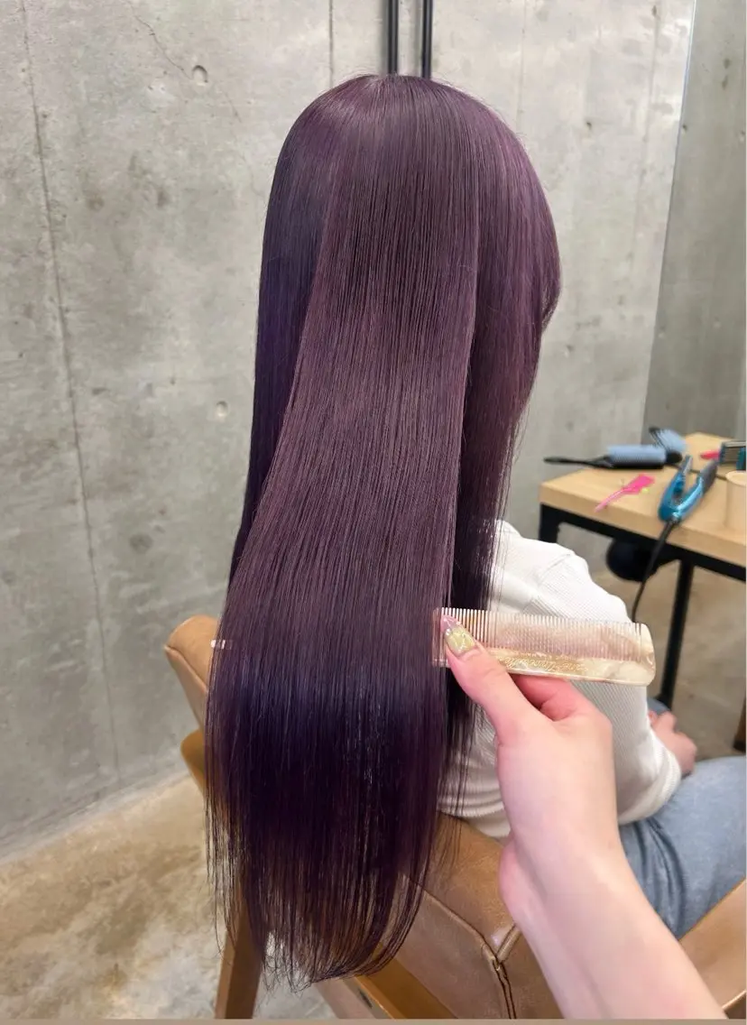ロング カラー ヘアカラー トリートメント 🌷ラベンダーピンク 顔まわり🌷ねいろのヘアスタイル