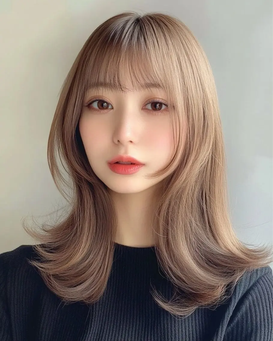 ミディアム カラー カット ヘアカラー トリートメント 顔まわり× レイヤー/MIUのヘアスタイル